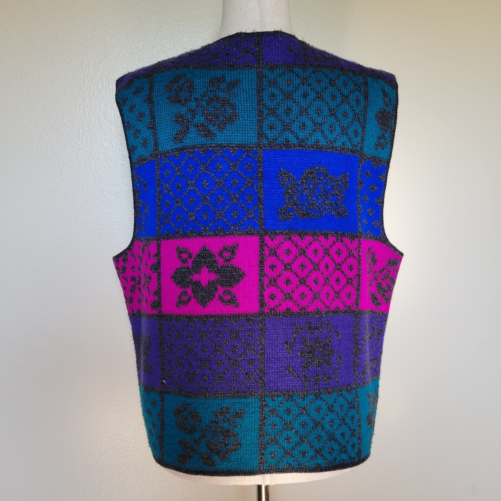 Classic Elements | 80s Vintage Patchwork Knit Vest - image 5